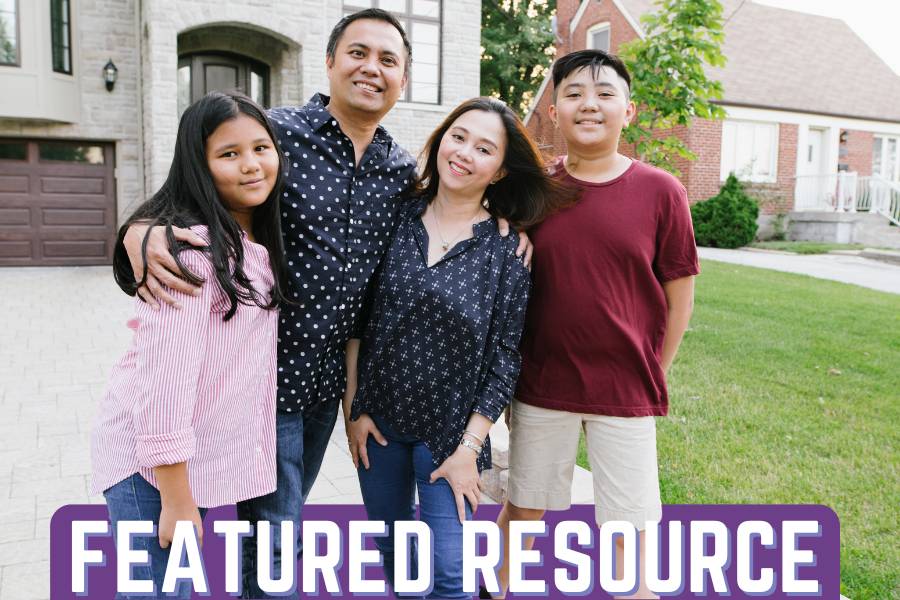 Two parents and two teens with the text "featured resource"